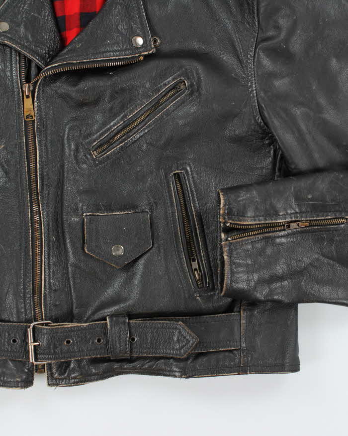 Vintage 90's Rugby Heavyweight Biker Leather Jacket - XL