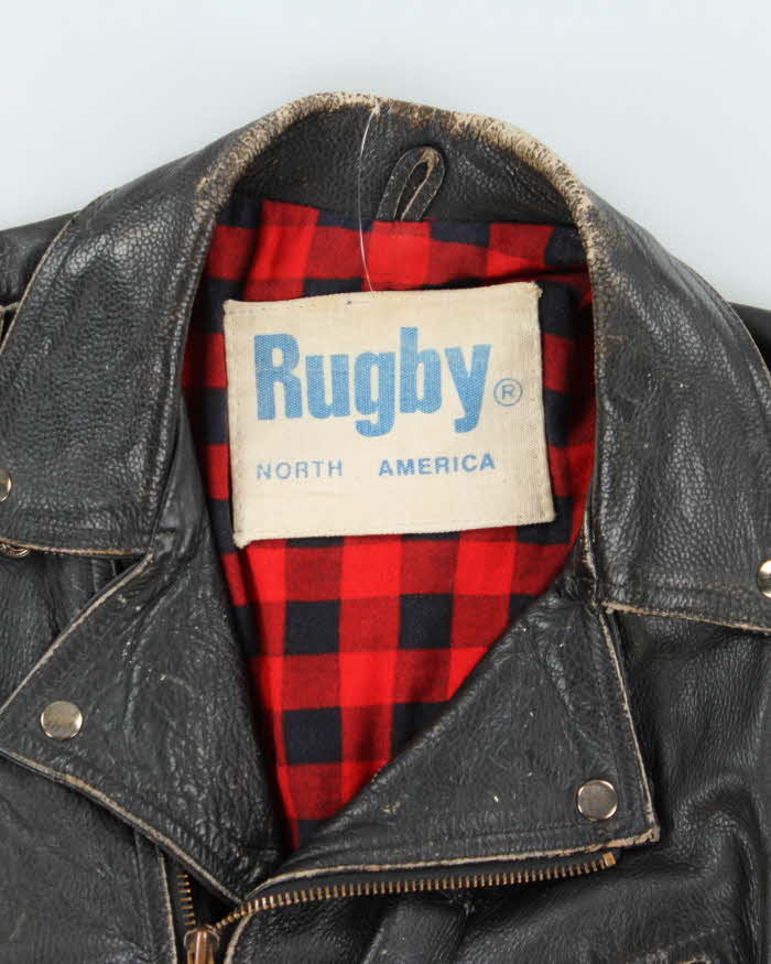 Vintage 90's Rugby Heavyweight Biker Leather Jacket - XL
