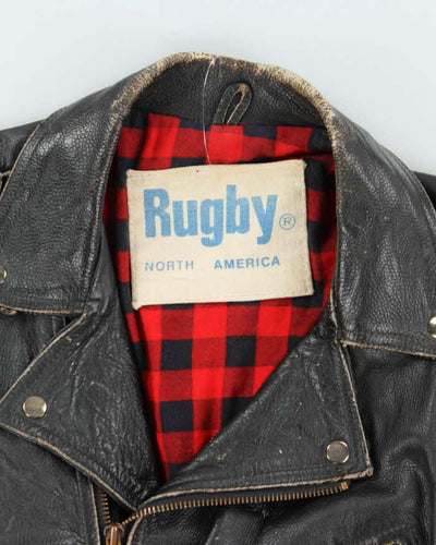 Vintage 90's Rugby Heavyweight Biker Leather Jacket - XL
