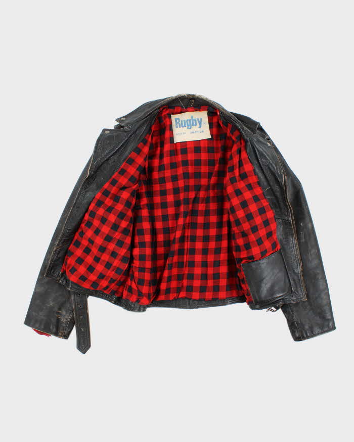 Vintage 90's Rugby Heavyweight Biker Leather Jacket - XL