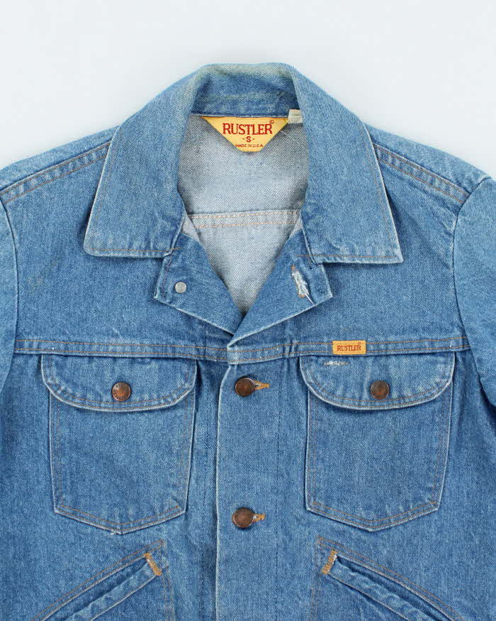 Vintage 1980s Rustler Copper Button Denim Jacket - S
