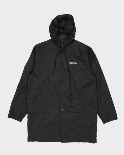 Vintage Stussy Small Logo Snap Button Hooded Anorak Jacket - M