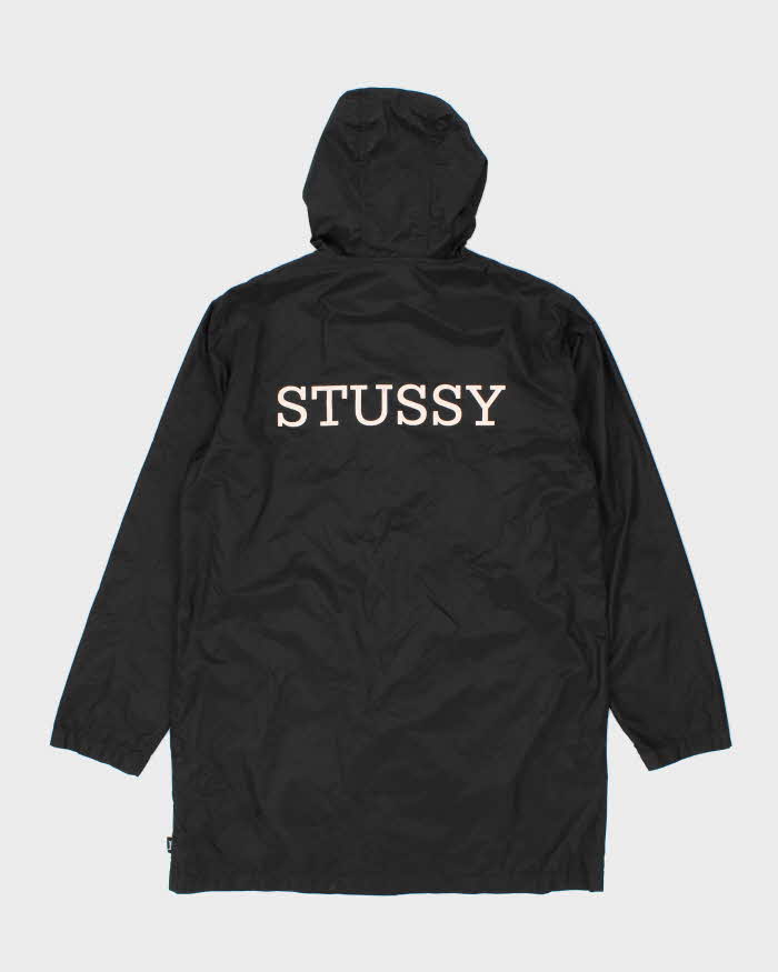Vintage Stussy Small Logo Snap Button Hooded Anorak Jacket - M