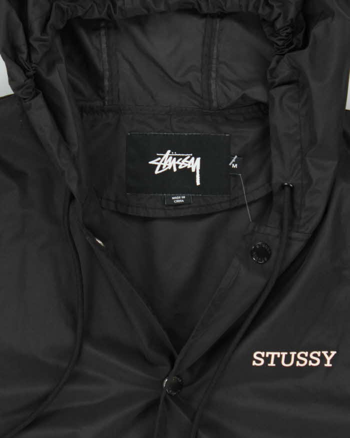 Vintage Stussy Small Logo Snap Button Hooded Anorak Jacket - M