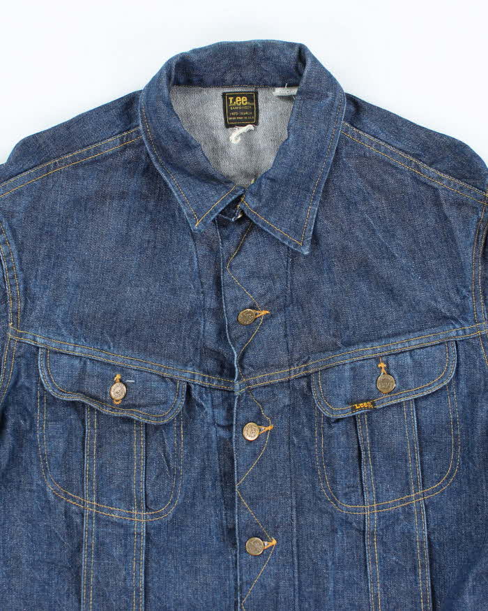 Vintage 70's Lee Sanforized Raw Dark Wash Denim Jacket - L