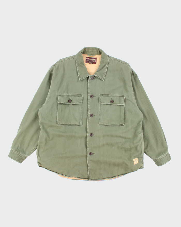 Vintage Abercrombie &amp; Fitch Military Style Lined Button Up Jacket - L