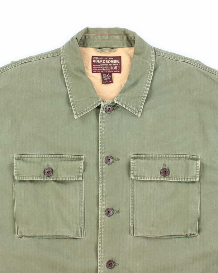 Vintage Abercrombie & Fitch Military Style Lined Button Up Jacket - L