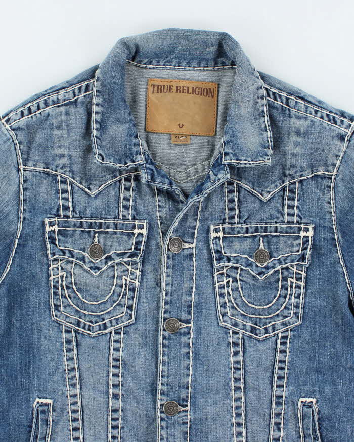Vintage 2000's True Religion Medium Wash Denim Jacket - XL