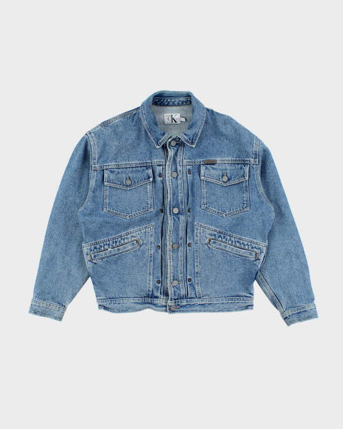 Vintage 2000's Calvin Klein Cropped Light Wash Denim Jacket - S