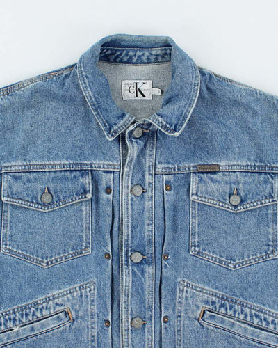 Vintage 2000's Calvin Klein Cropped Light Wash Denim Jacket - S