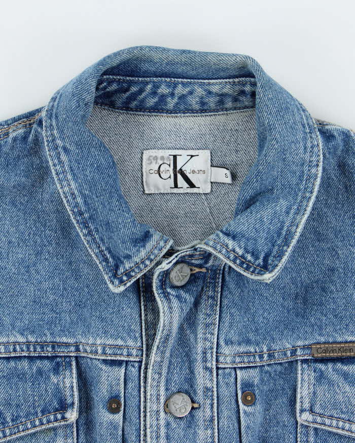 Vintage 2000's Calvin Klein Cropped Light Wash Denim Jacket - S