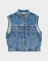 Vintage Y2K Esprit Dark Wash Denim Gilet Jacket - L