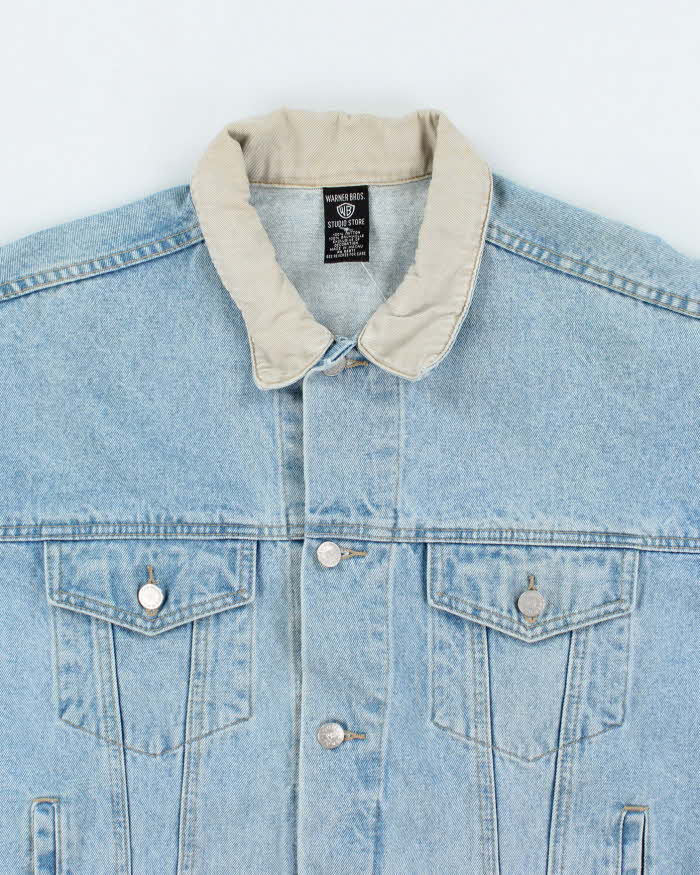 Vintage 90's Looney Tunes Embroidered Light Wash Denim Jacket - M