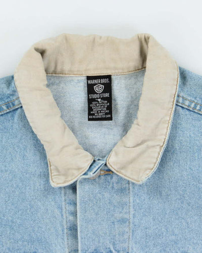 Vintage 90's Looney Tunes Embroidered Light Wash Denim Jacket - M