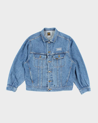 Vintage 90's Lee Embroidered Back Oversized Dark Wash Denim Jacket - M