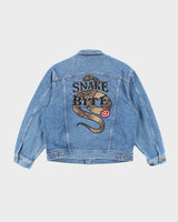 Vintage 90's Lee Embroidered Back Oversized Dark Wash Denim Jacket - M