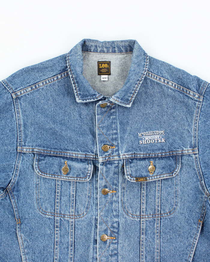 Vintage 90's Lee Embroidered Back Oversized Dark Wash Denim Jacket - M