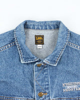 Vintage 90's Lee Embroidered Back Oversized Dark Wash Denim Jacket - M