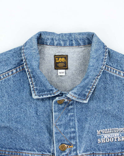 Vintage 90's Lee Embroidered Back Oversized Dark Wash Denim Jacket - M