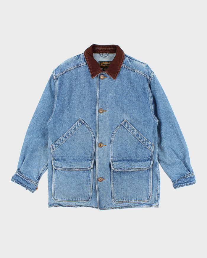 Vintage 90's Eddie Bauer Dark Wash Denim Chore Jacket - S