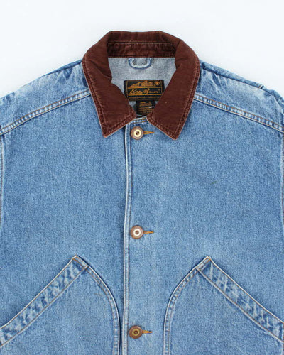 Vintage 90's Eddie Bauer Dark Wash Denim Chore Jacket - S