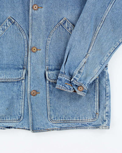 Vintage 90's Eddie Bauer Dark Wash Denim Chore Jacket - S