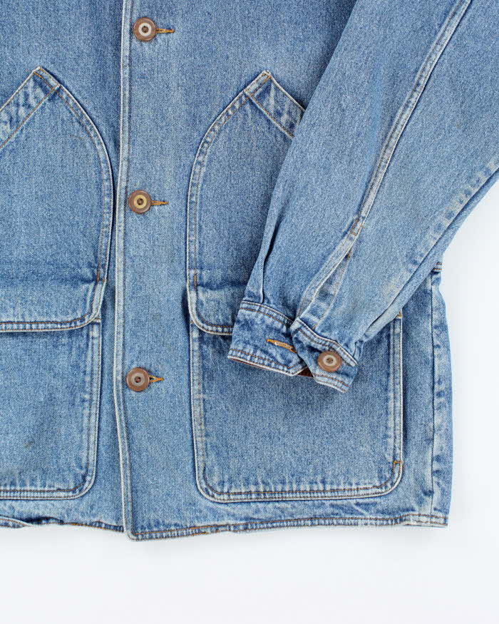 Vintage 90's Eddie Bauer Dark Wash Denim Chore Jacket - S