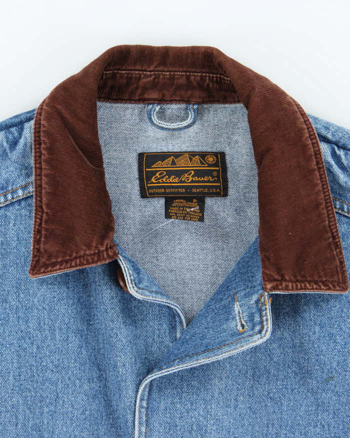 Vintage 90's Eddie Bauer Dark Wash Denim Chore Jacket - S