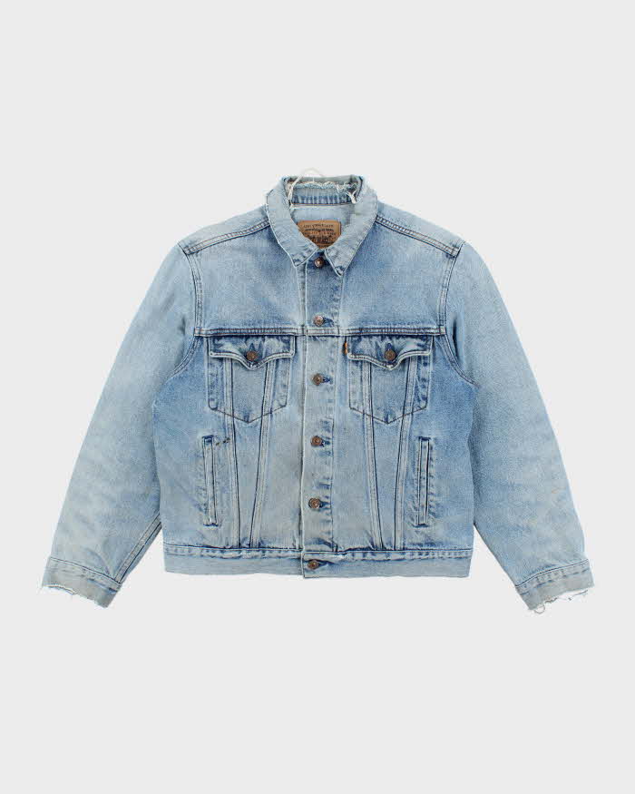 Vintage 80's Levi's Orange Tab Distressed Light Wash Denim Jacket - L