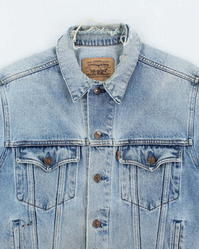 Vintage 80's Levi's Orange Tab Distressed Light Wash Denim Jacket - L