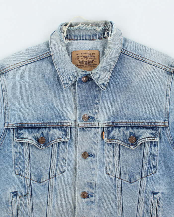 Vintage 80's Levi's Orange Tab Distressed Light Wash Denim Jacket - L