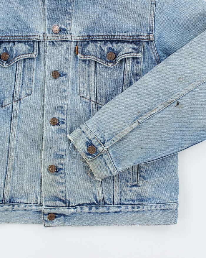 Vintage 80's Levi's Orange Tab Distressed Light Wash Denim Jacket - L