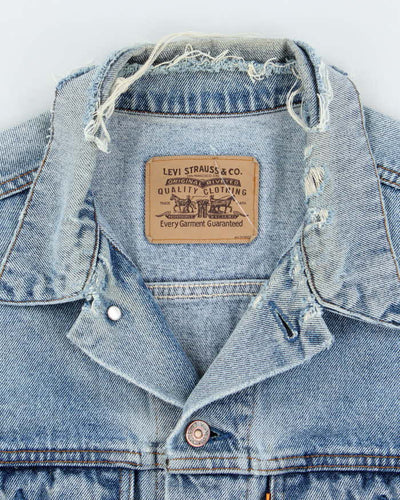 Vintage 80's Levi's Orange Tab Distressed Light Wash Denim Jacket - L