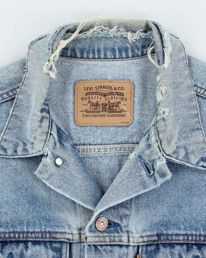 Vintage 80's Levi's Orange Tab Distressed Light Wash Denim Jacket - L