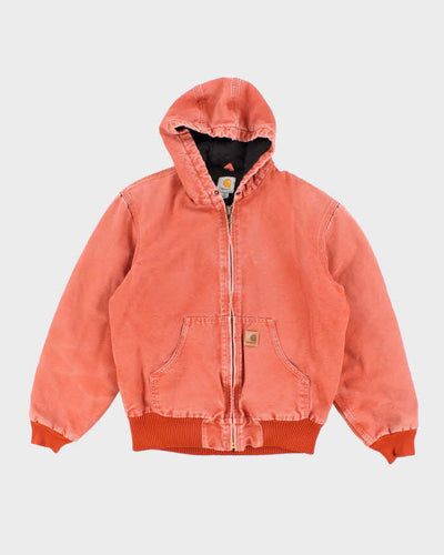 Vintage 90's Carhartt Faded Orange Hooded Active Jacket - S