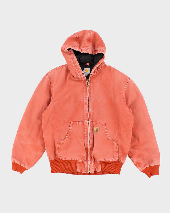 Vintage 90's Carhartt Faded Orange Hooded Active Jacket - S