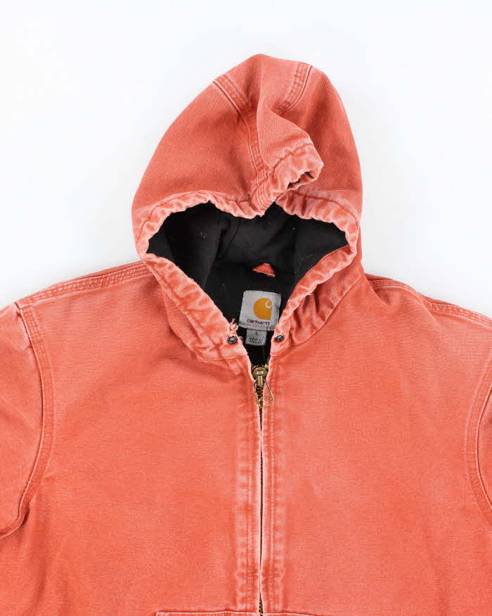 Vintage 90's Carhartt Faded Orange Hooded Active Jacket - S