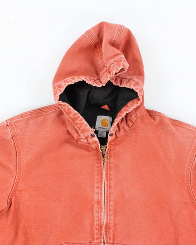 Vintage 90's Carhartt Faded Orange Hooded Active Jacket - S