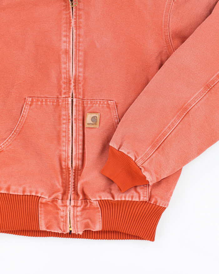 Vintage 90's Carhartt Faded Orange Hooded Active Jacket - S