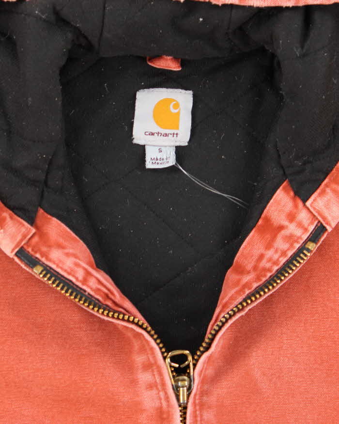 Vintage 90's Carhartt Faded Orange Hooded Active Jacket - S