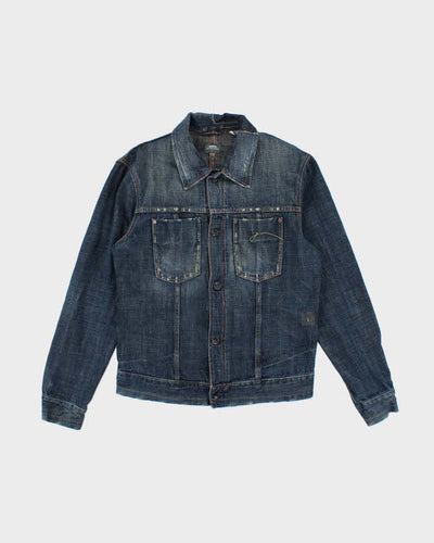 00s G-Star Distressed Dark Wash Denim Jacket - XL