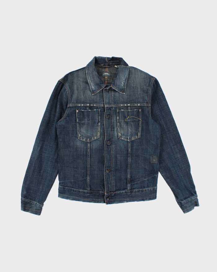 00s G-Star Distressed Dark Wash Denim Jacket - XL
