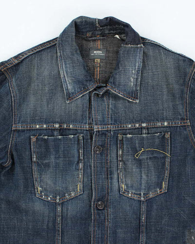00s G-Star Distressed Dark Wash Denim Jacket - XL