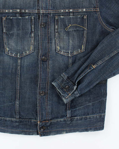 00s G-Star Distressed Dark Wash Denim Jacket - XL