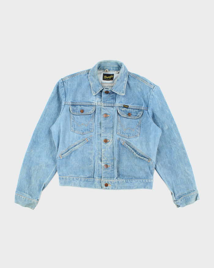 Vintage 80's Wrangler Faded Light Wash Denim Jacket - S
