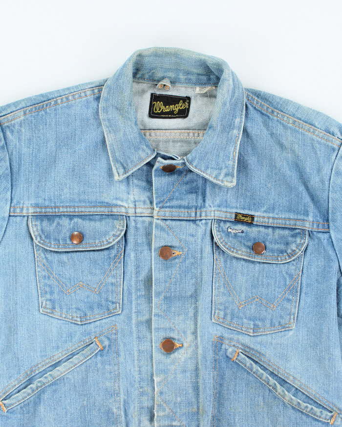 Vintage 80's Wrangler Faded Light Wash Denim Jacket - S