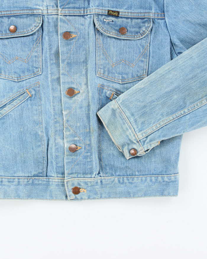 Vintage 80's Wrangler Faded Light Wash Denim Jacket - S