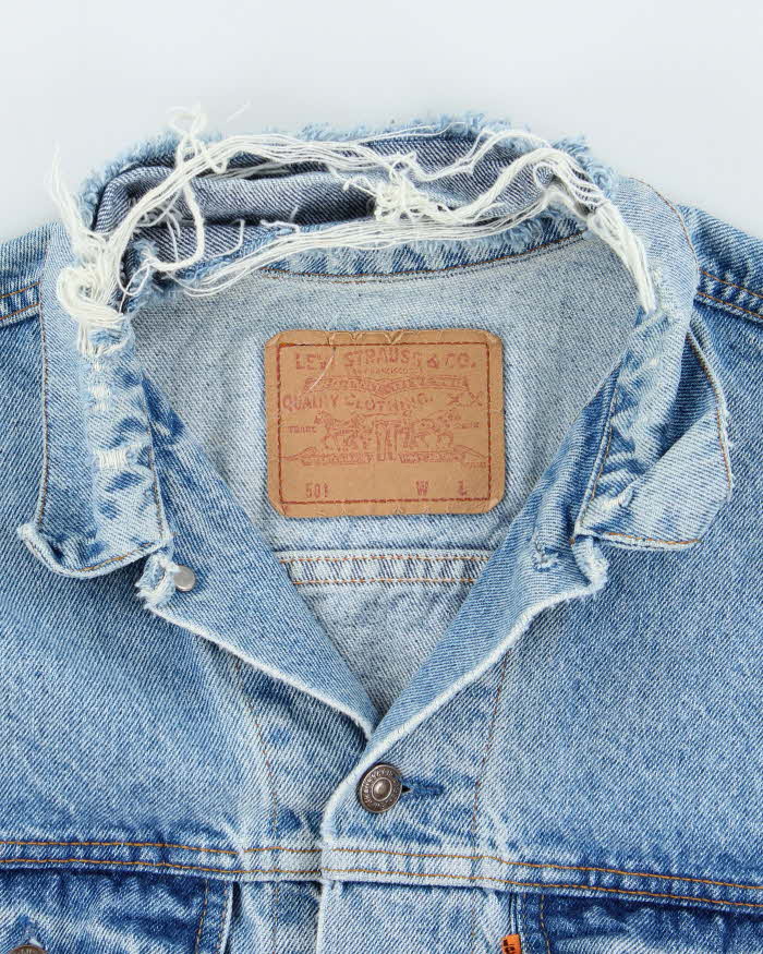 Vintage 80's Levi's Orange Tab Medium Wash Faded Denim Jacket - L