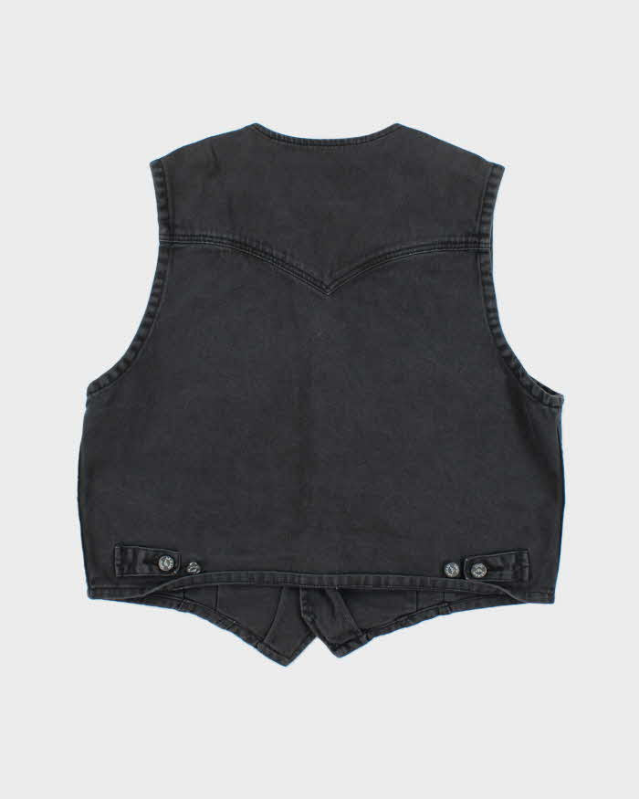 Vintage Y2K Armani Jeans Grey Wash Denim Gilet - L