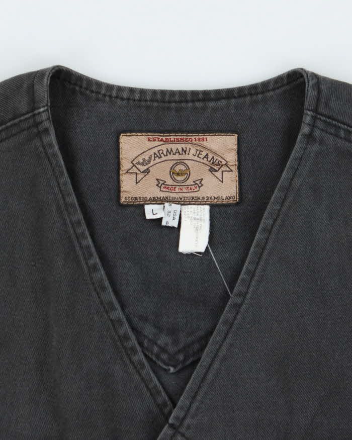 Vintage Y2K Armani Jeans Grey Wash Denim Gilet - L